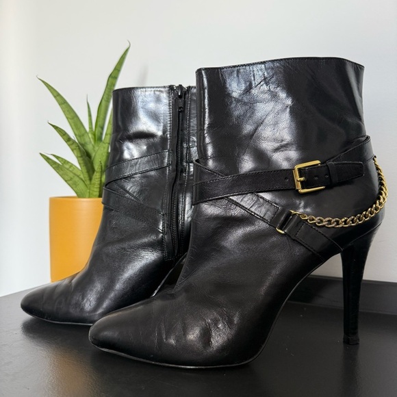 Ralph Lauren black leather Laurie pointed toe high heel ankle boots - size 10 - Picture 4 of 7